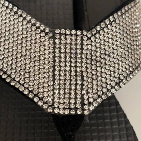 WILD PAIR Thong Wedge Sandals flip flops bling black size 7.5 - Picture 8 of 9